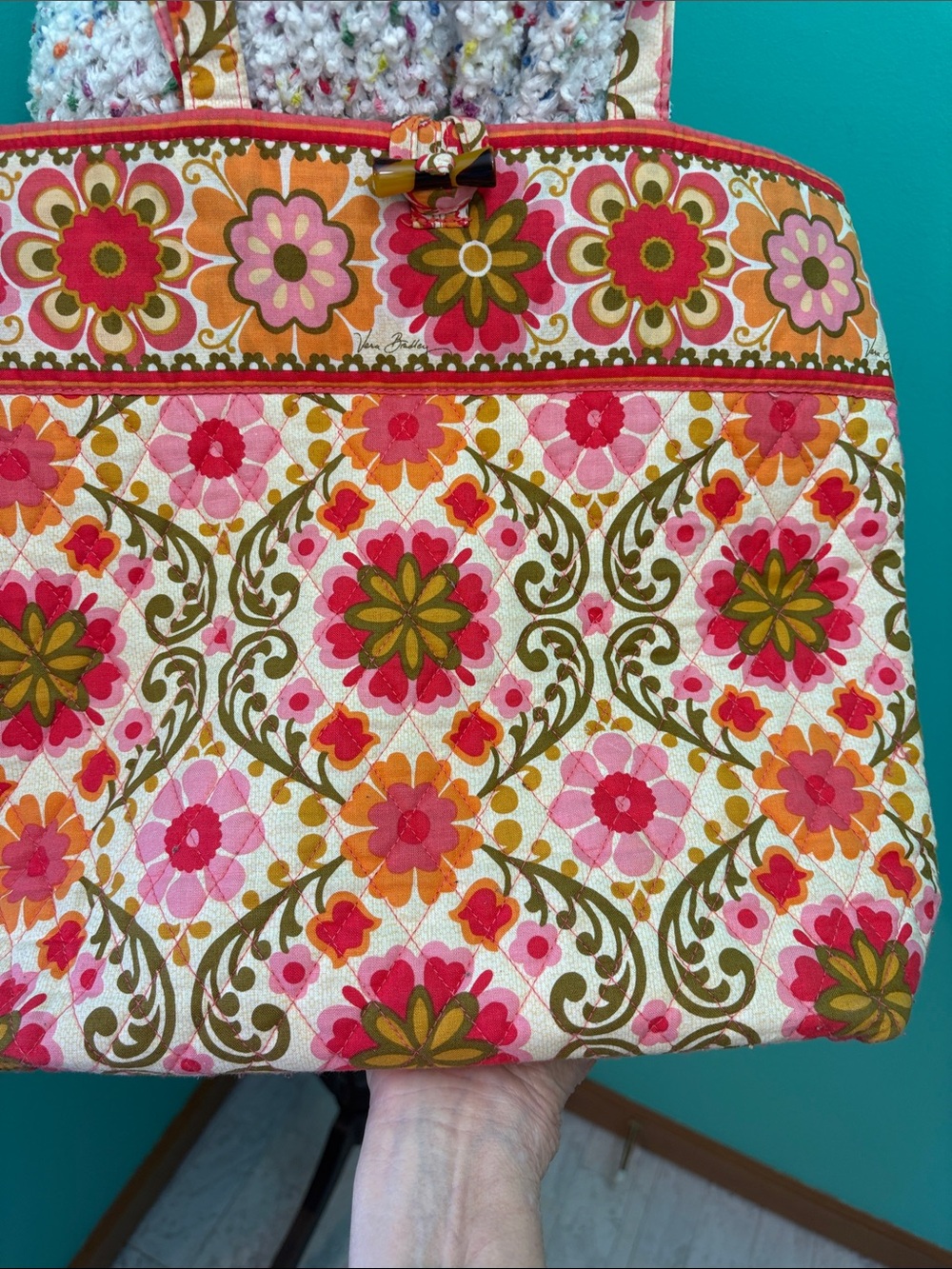 Vera Bradley Retired Folkloric pattern Quilted Floral Tote - Picture 5 of 11